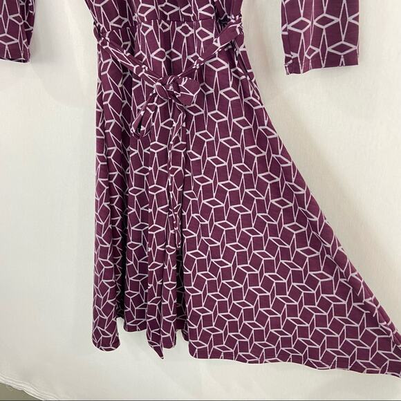 Stitchfix 41 Hawthorn Purple Dress Renesme Geo Print Faux Wrap size Small - Picture 5 of 7
